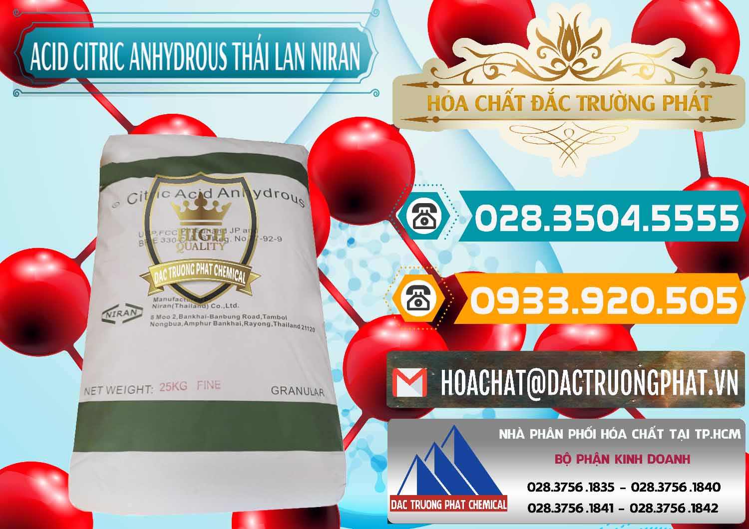 Nơi chuyên nhập khẩu & bán Acid Citric - Axit Citric Anhydrous - Thái Lan Niran - 0231 - Nơi chuyên phân phối - cung ứng hóa chất tại TP.HCM - congtyhoachat.vn