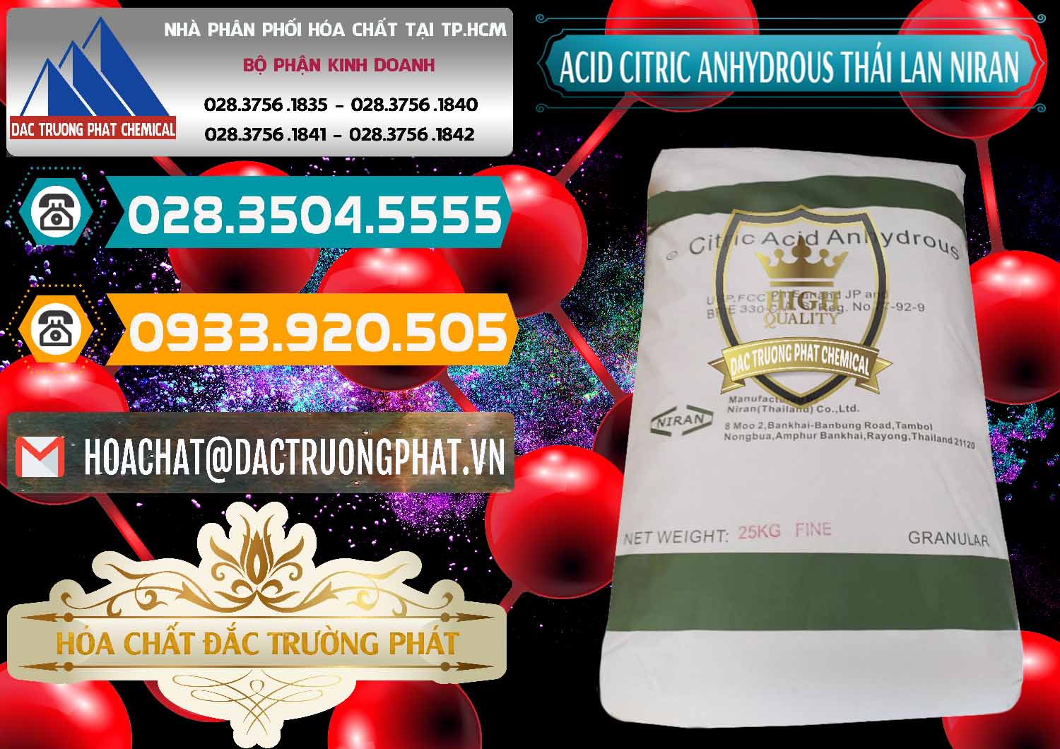 Nơi chuyên bán _ cung cấp Acid Citric - Axit Citric Anhydrous - Thái Lan Niran - 0231 - Đơn vị chuyên cung cấp - kinh doanh hóa chất tại TP.HCM - congtyhoachat.vn