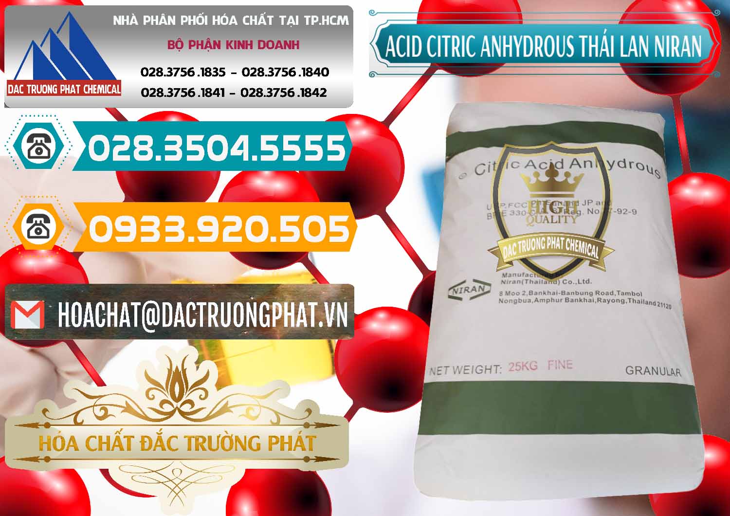 Nơi chuyên cung cấp - bán Acid Citric - Axit Citric Anhydrous - Thái Lan Niran - 0231 - Công ty cung cấp _ kinh doanh hóa chất tại TP.HCM - congtyhoachat.vn