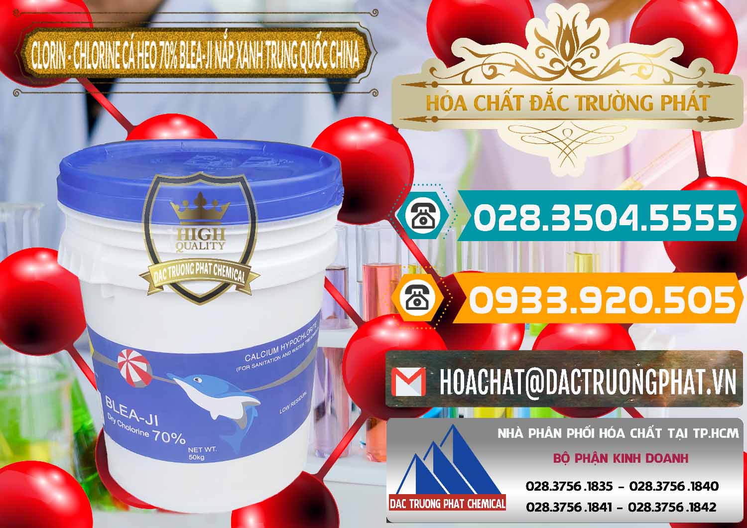 Bán _ phân phối Clorin - Chlorine Cá Heo 70% Cá Heo Blea-Ji Thùng Tròn Nắp Xanh Trung Quốc China - 0208 - Kinh doanh - phân phối hóa chất tại TP.HCM - congtyhoachat.vn