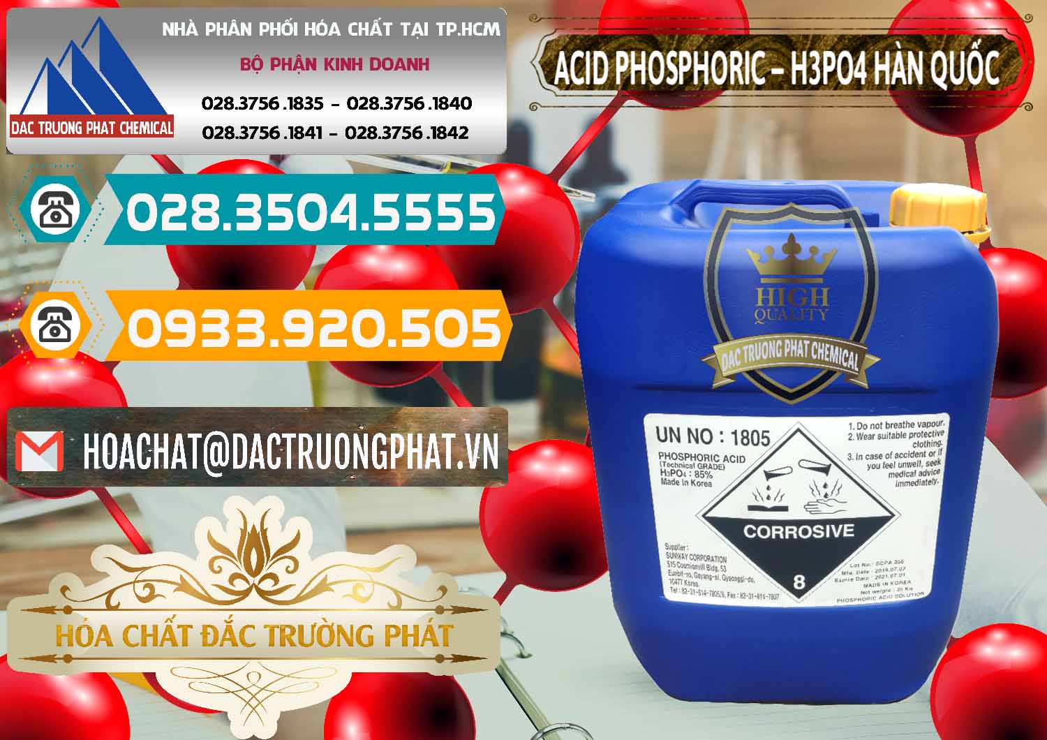 Đơn vị chuyên bán và cung ứng Acid Phosphoric – H3PO4 85% Can Xanh Hàn Quốc Korea - 0016 - Nhà phân phối ( bán ) hóa chất tại TP.HCM - congtyhoachat.vn