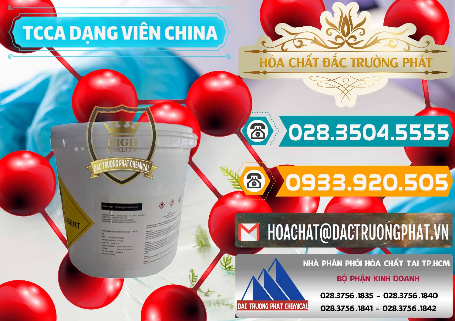 Cty chuyên bán ( cung cấp ) TCCA - Acid Trichloroisocyanuric Dạng Viên Thùng 5kg Trung Quốc China - 0379 - Cty bán và phân phối hóa chất tại TP.HCM - congtyhoachat.vn