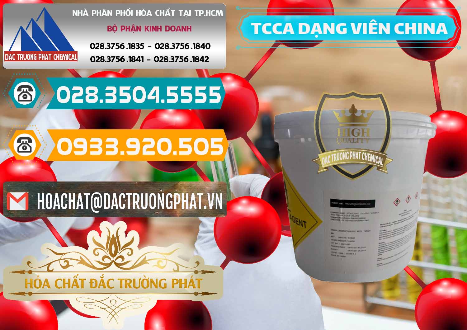 Nhập khẩu - bán TCCA - Acid Trichloroisocyanuric Dạng Viên Thùng 5kg Trung Quốc China - 0379 - Nơi bán _ phân phối hóa chất tại TP.HCM - congtyhoachat.vn